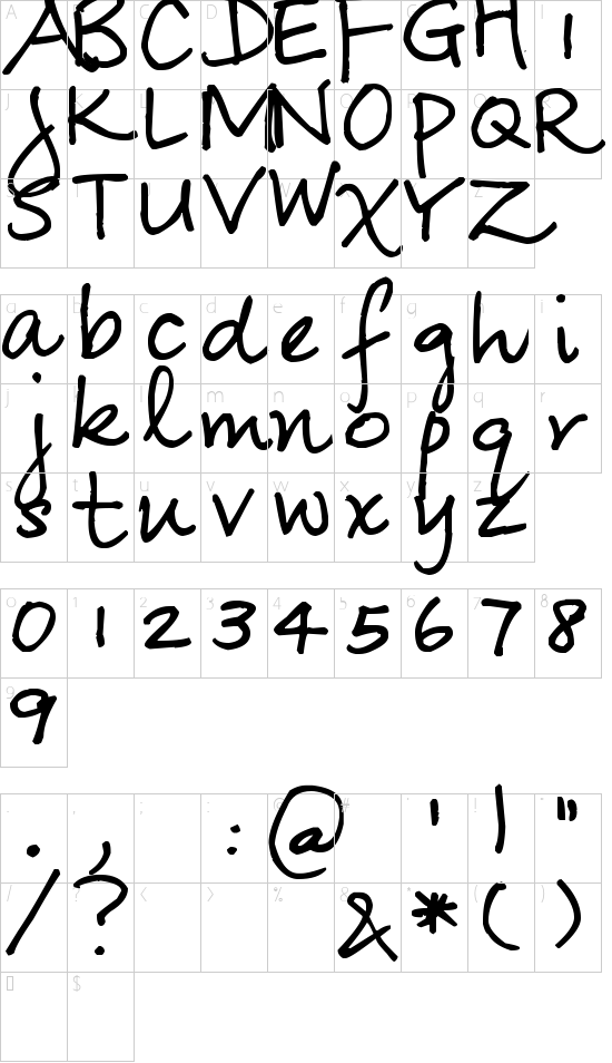 Pea Shirley font character map