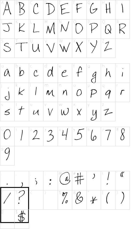 Pea Stefanieva font character map