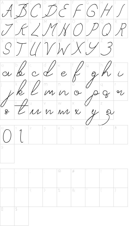 Adelle font character map