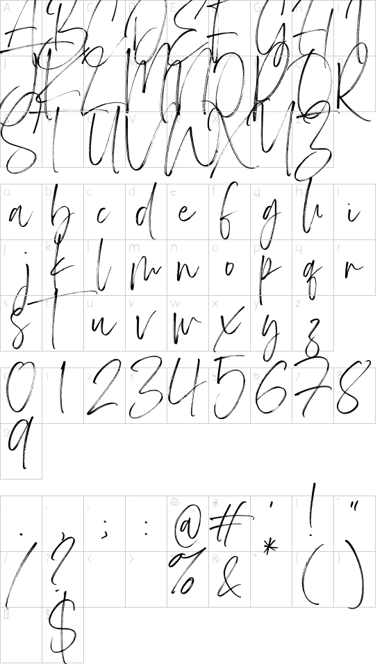 Carlinet font character map