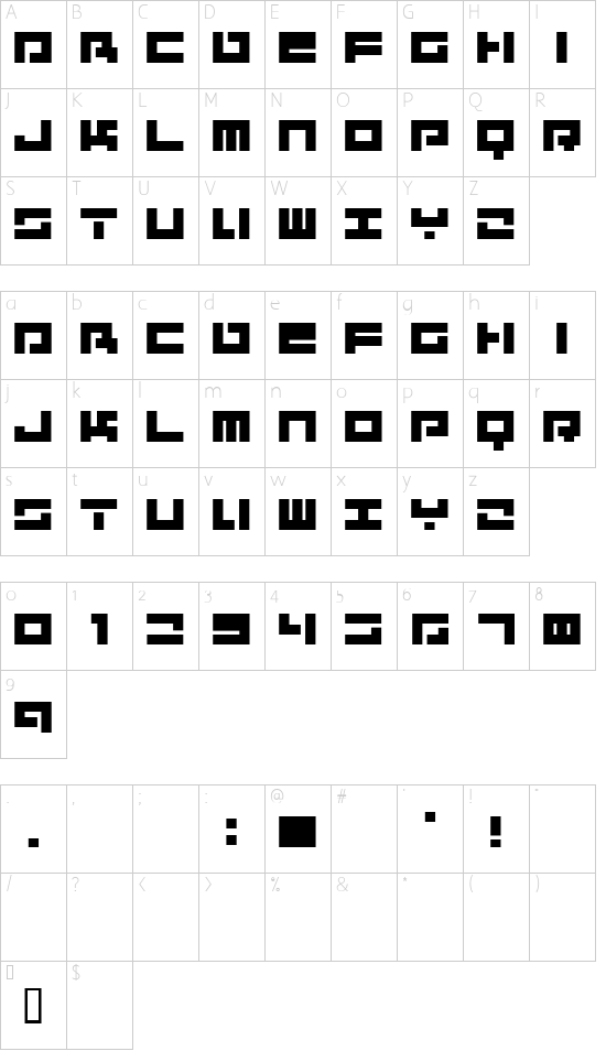 MD Performar AL font character map