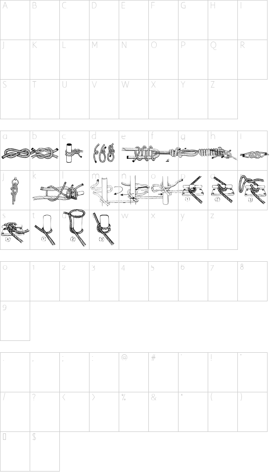 SailorsKnots font character map