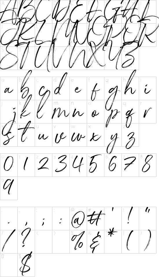 Indigo Forest Demo Version font character map