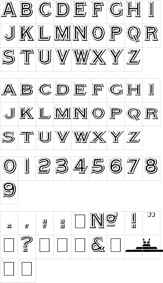 Altea font character map