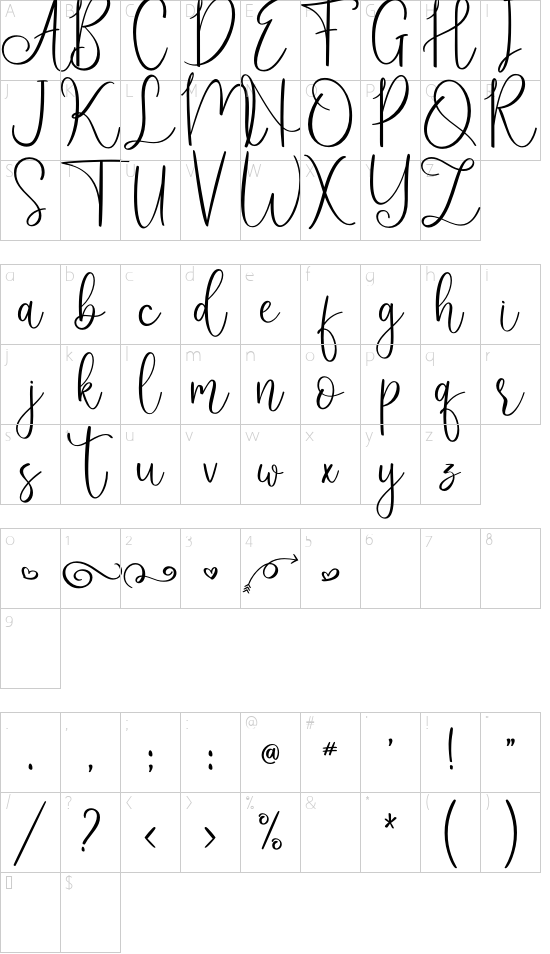 hellena font character map
