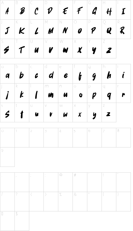 Rafale FREE font character map