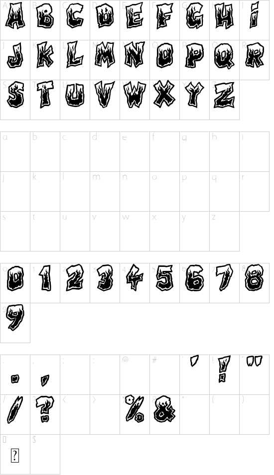 Evil Highway font character map