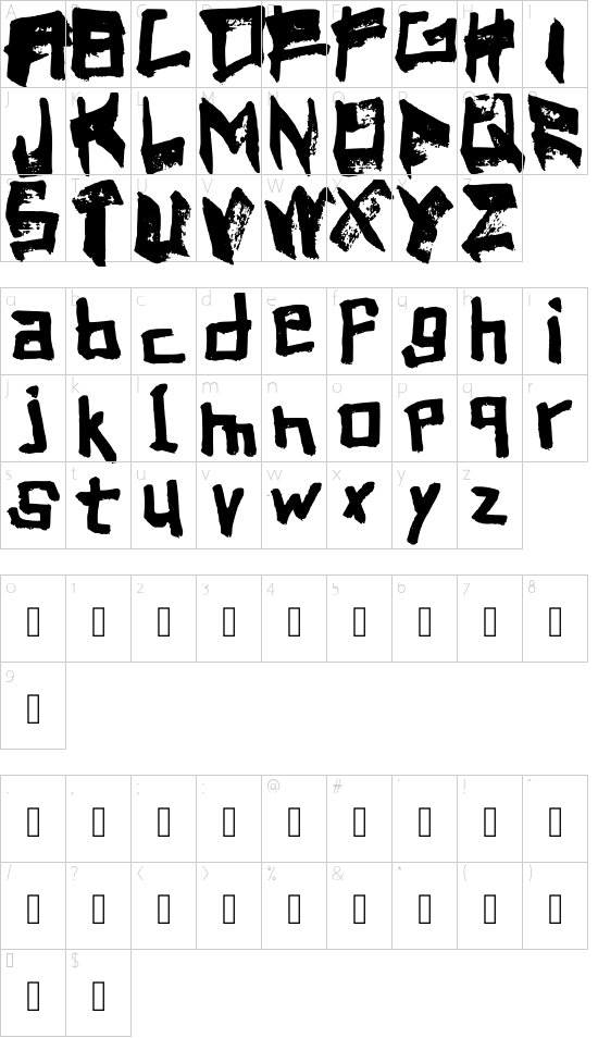 Kingoff Regular font character map