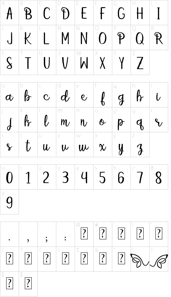 betterfly christmas font character map