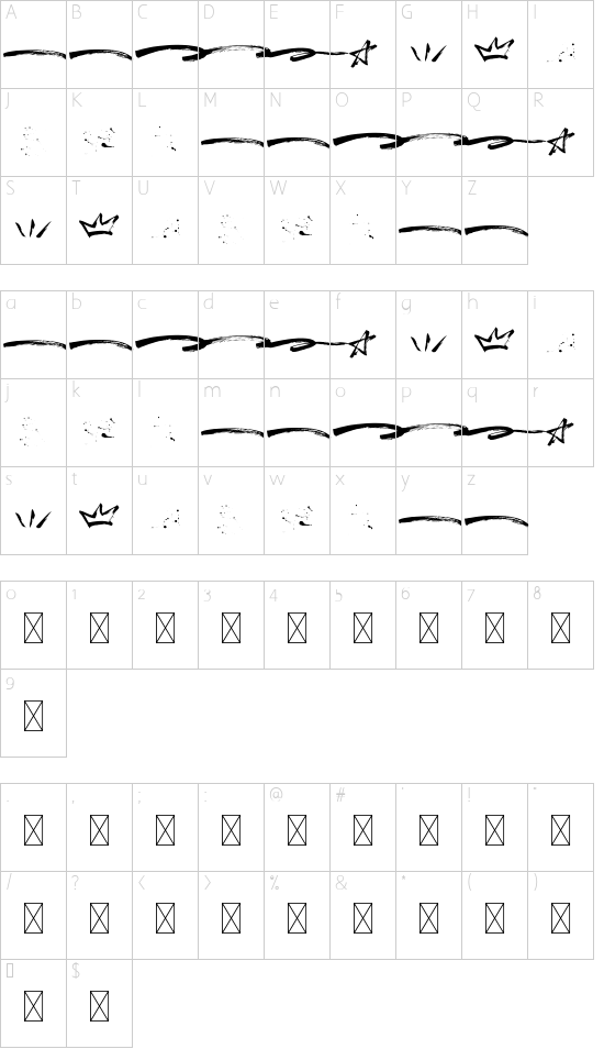 Breaker Swash font character map