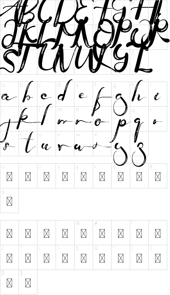 Yofanka Demo font character map