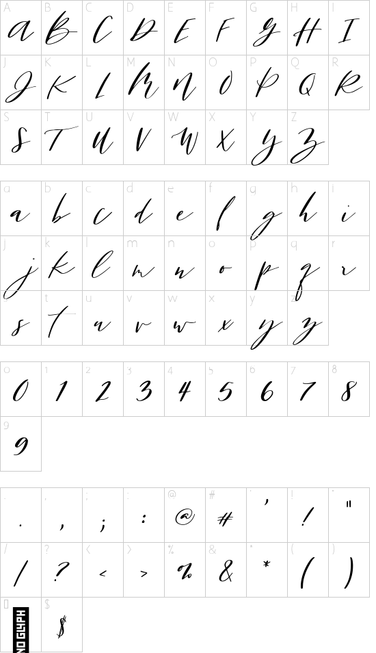 San Clemente Regular font character map