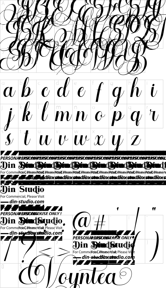 Voyntea Personal Use font character map