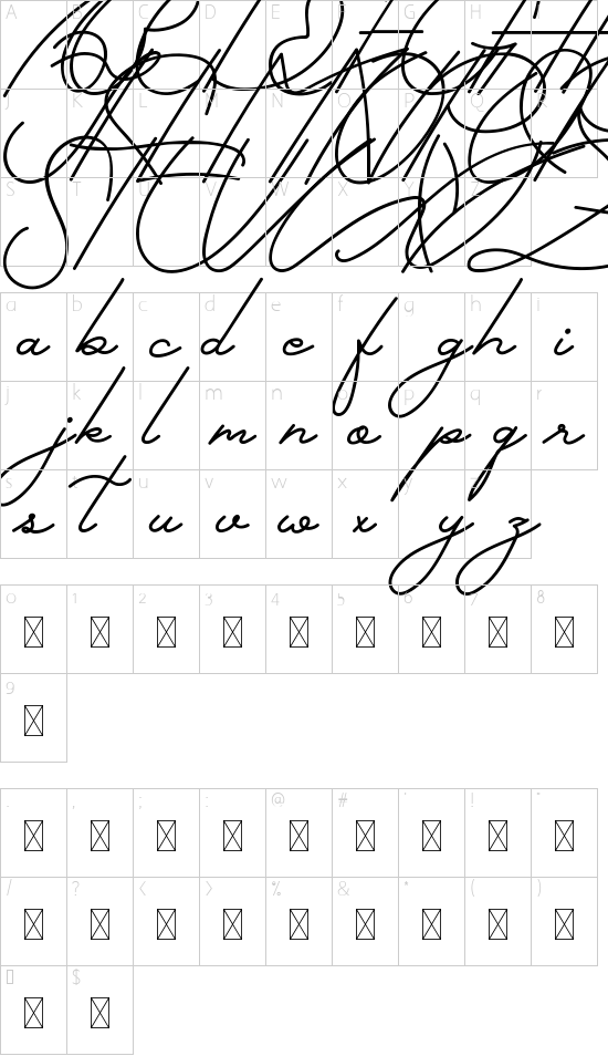 Gallery Dwiarna Demo font character map