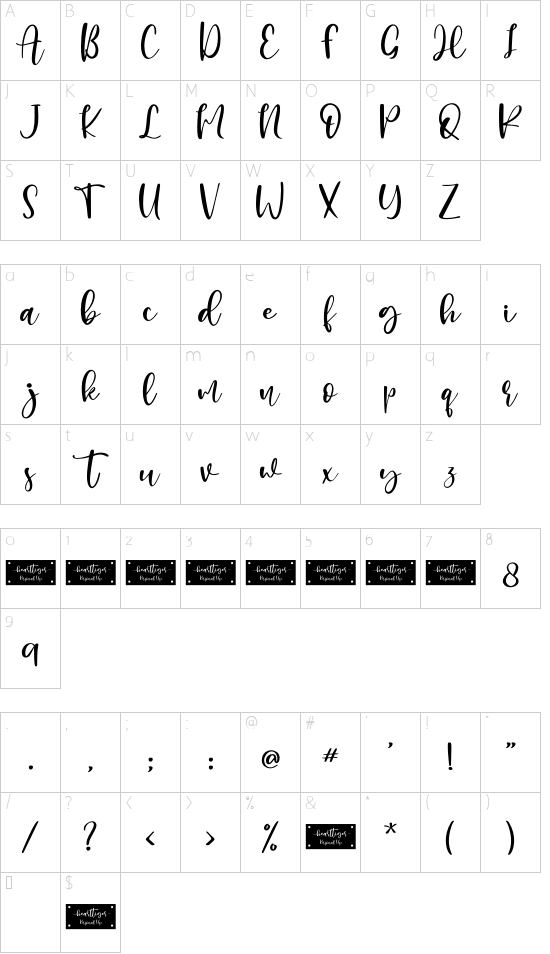 Hearttiger - Personal Use font character map