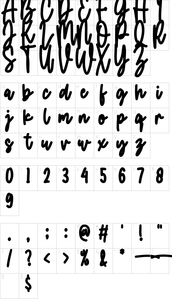 Jaroslaw font character map