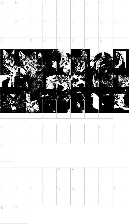 CatBats font character map