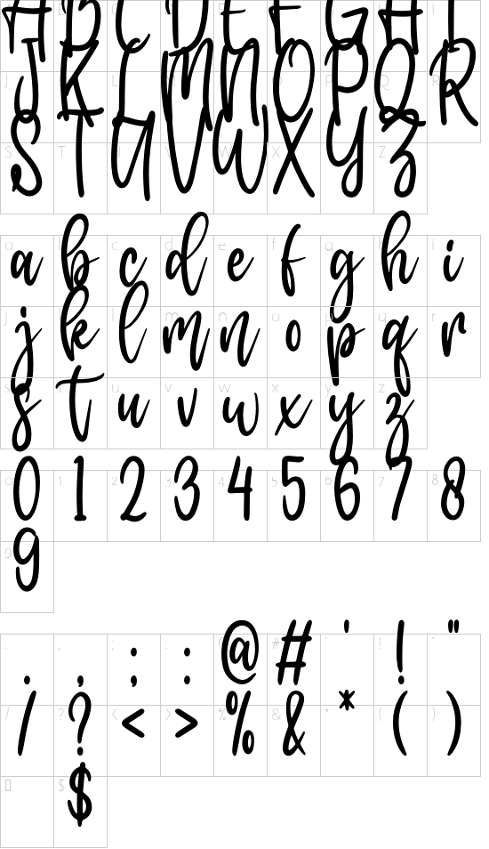 masterbaker font character map