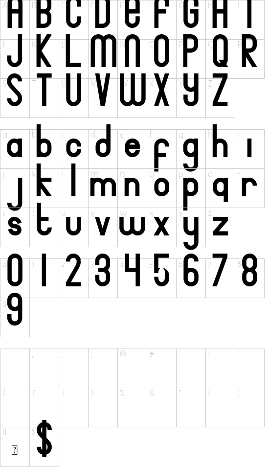 Bingke Berendam DEMO font character map