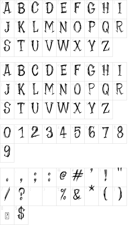 Paperback Writer font character map