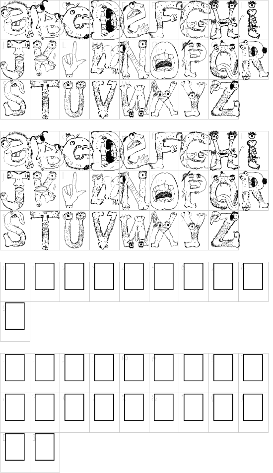 Chi font font character map