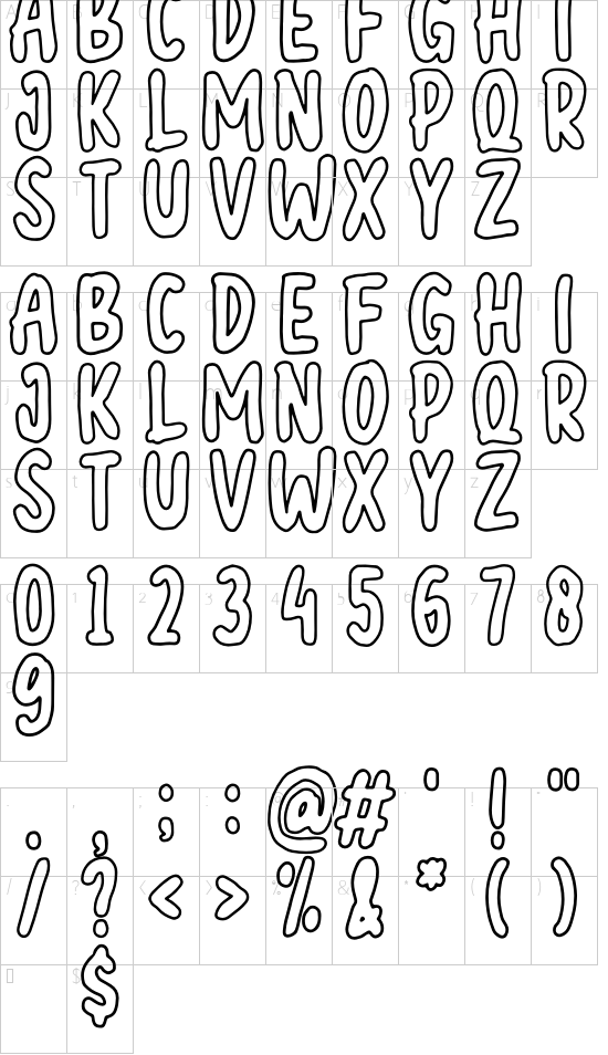 halloween outline font character map