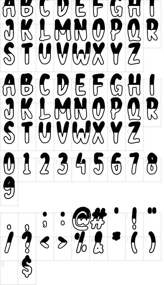 halloween semi black font character map