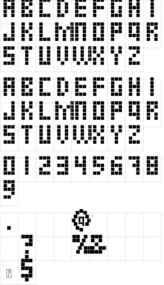 JUGGERNAUT demo font character map