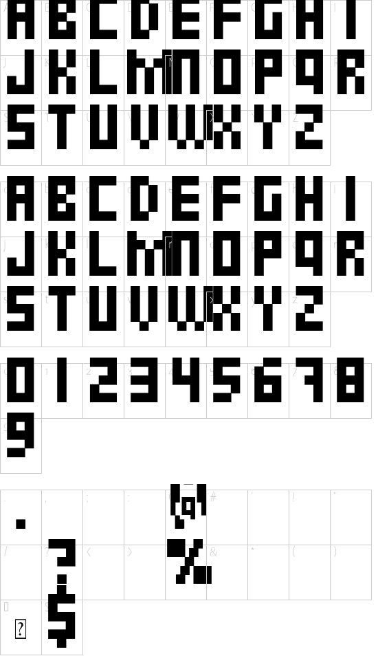 JUGGERNAUT s demo font character map