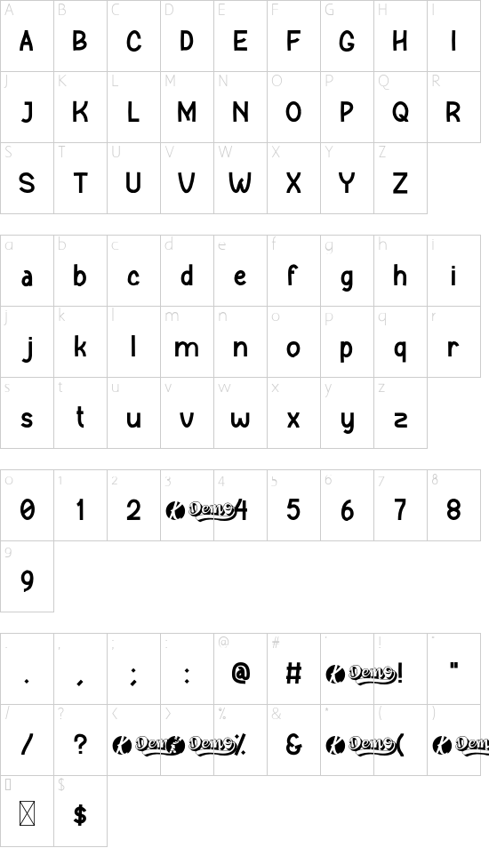 Relasi SmoothishDEMO font character map