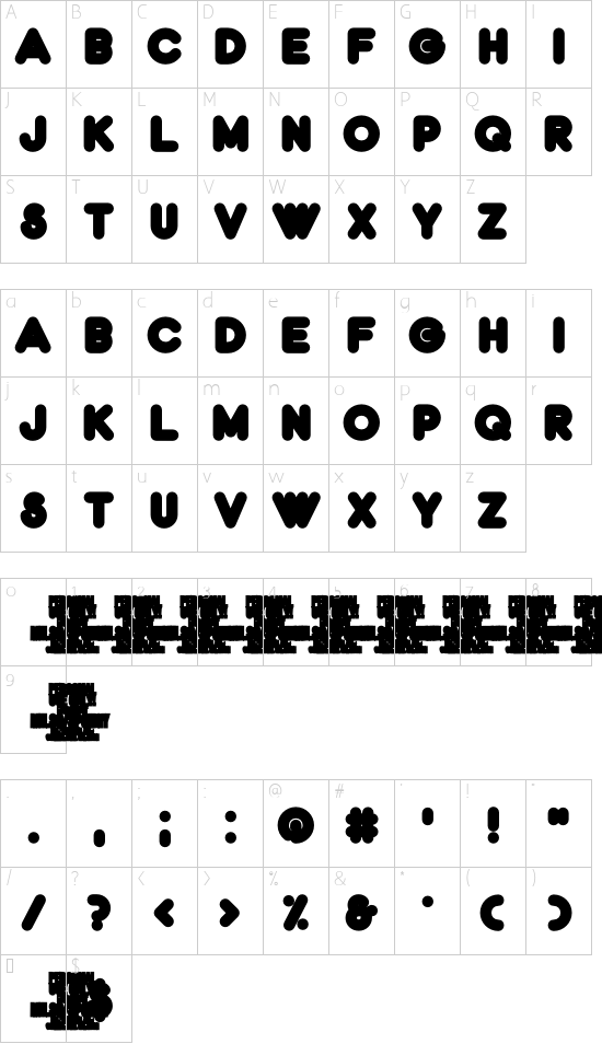 Spongy PERSONAL USE ONLY Bold font character map