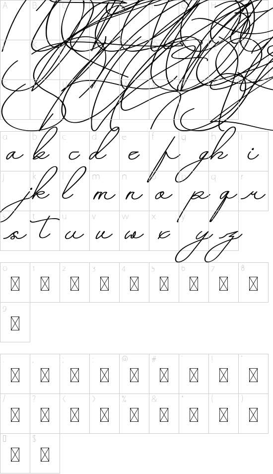 Wulandari Demo font character map