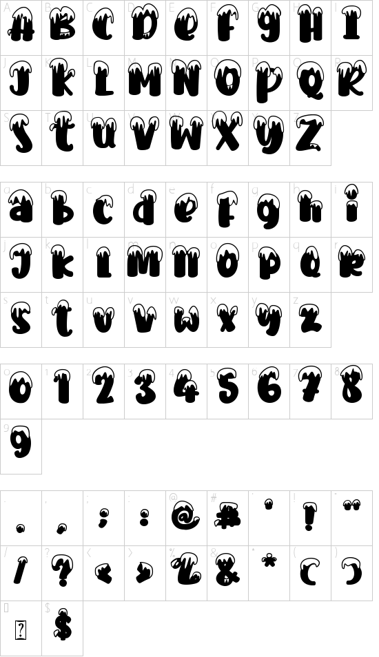 Hello Snow - Personal use font character map