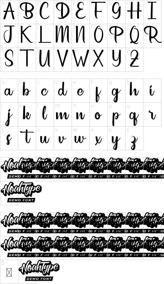 Dillsburg City Demo font character map