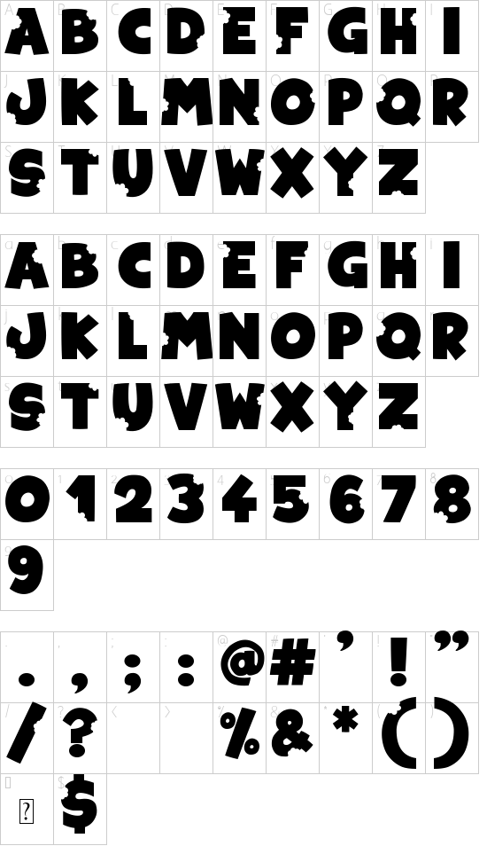 Forbidden Fruit font character map