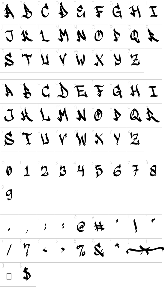 Bigwogs GT Demo font character map