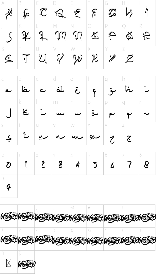 Qiyamu Ramadhan font character map