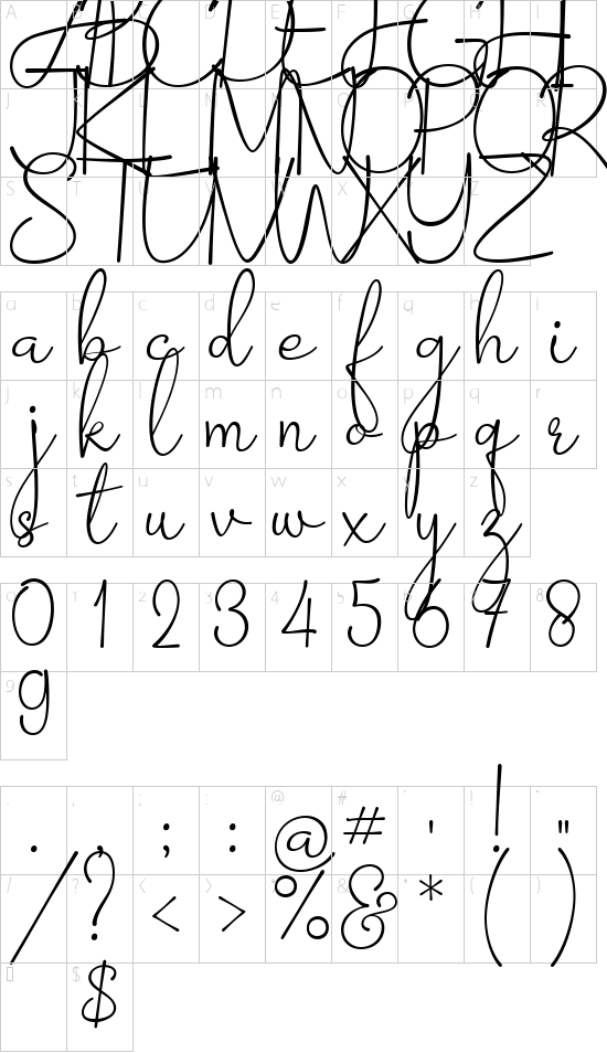 Barokah Signature Regular font character map