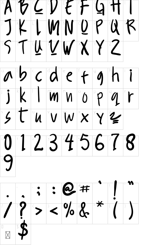 KUKURU HONEY font character map