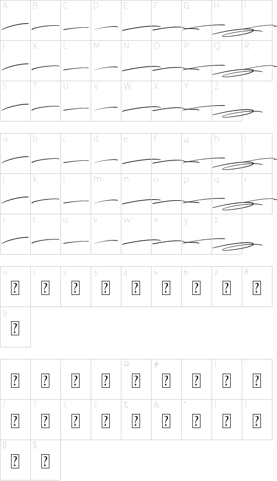 The Sultan Empire Swash font character map
