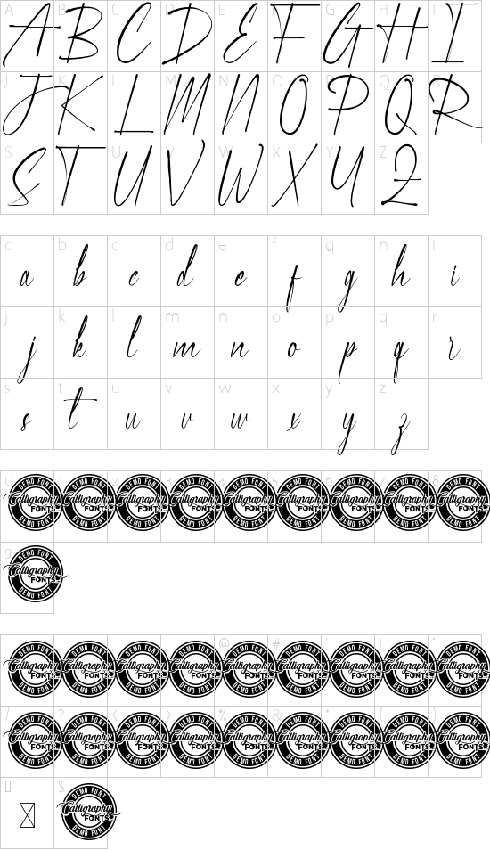 Lordsburg Demo font character map