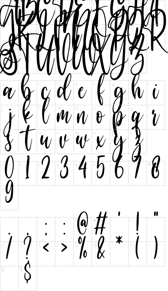 Sweet song font character map
