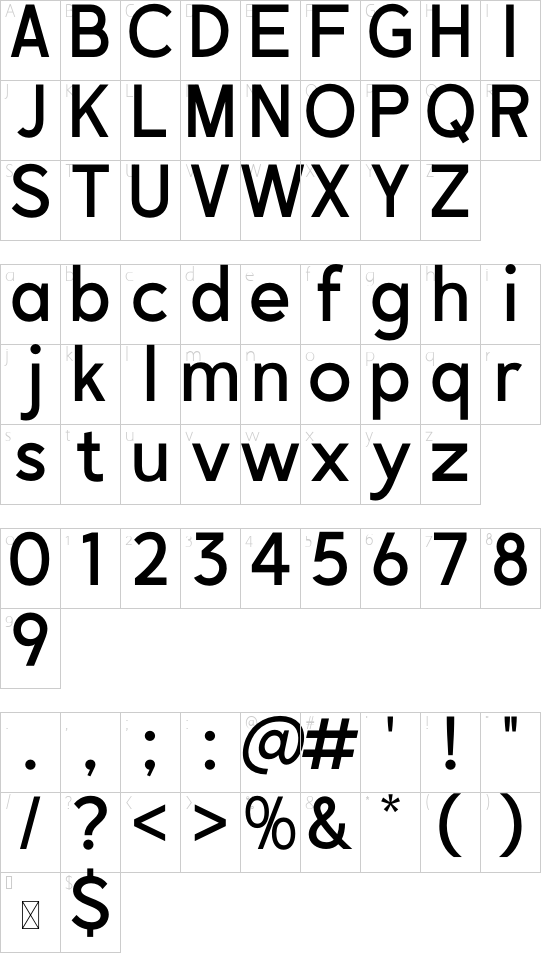 BALLAD font character map