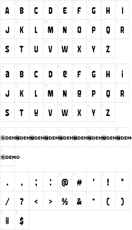 Juicy Gossip Regular font character map