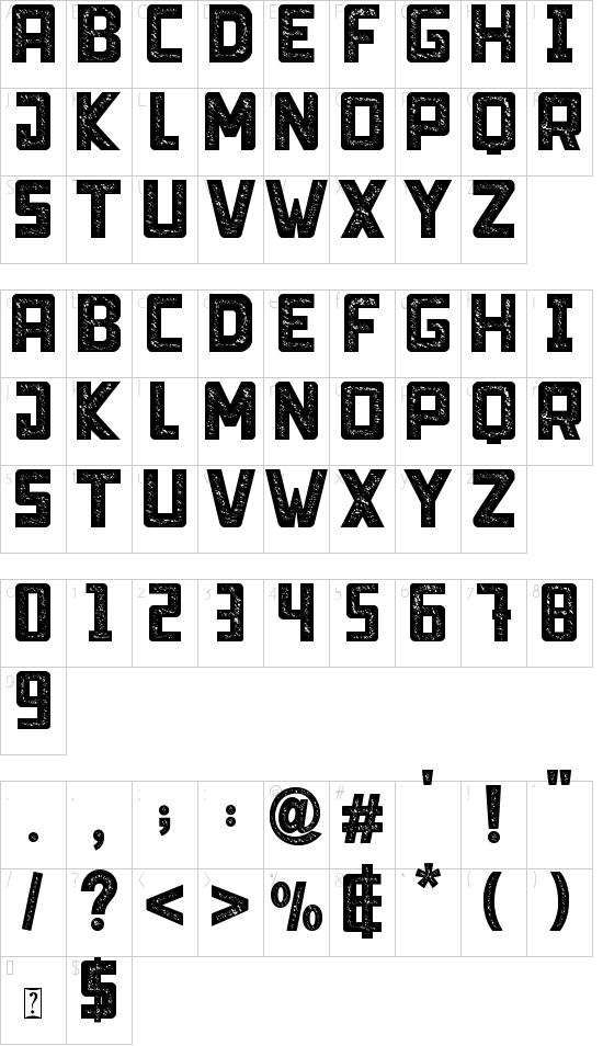 Limit Breaking - Personal use font character map