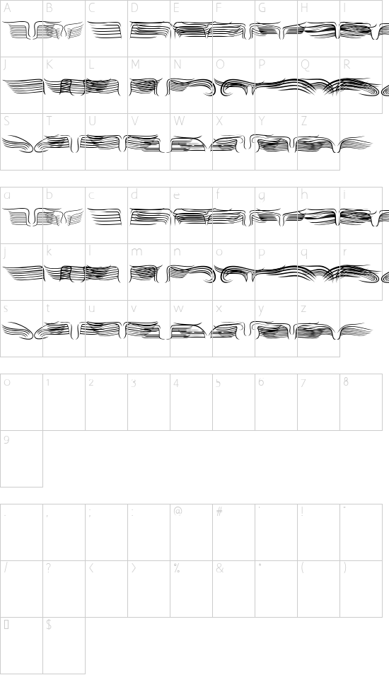 Ornamental Wings Regular font character map