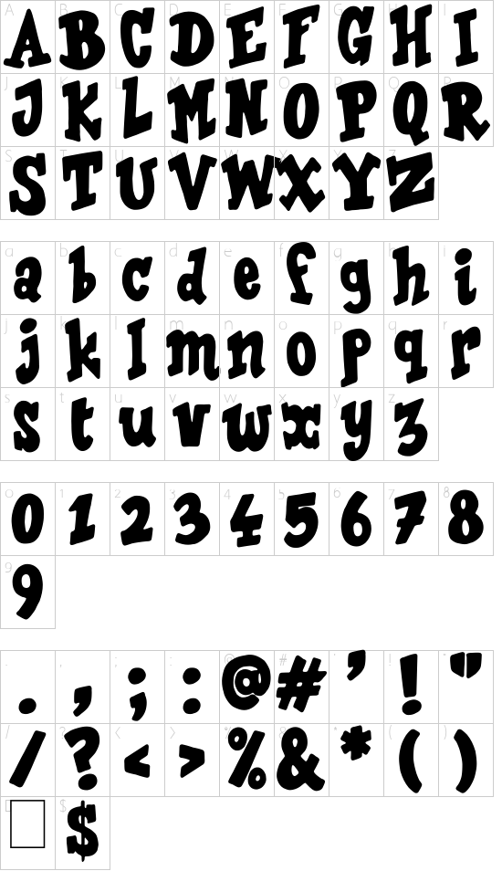 The Last Comic On Earth font character map