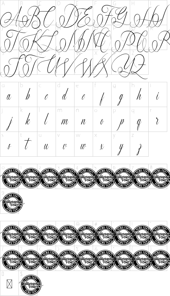 Louis Ahera Demo font character map