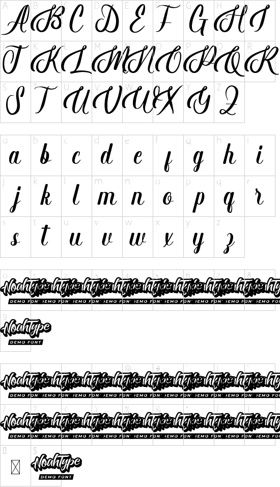 Baseliner Demo font character map