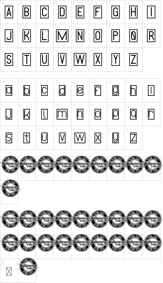 Stick Note Demo font character map